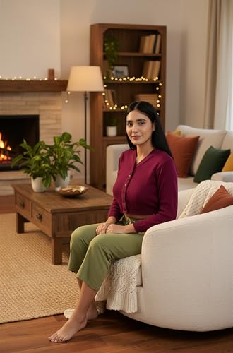 Image of Women Woolen Full Sleeves Blouse for Winters (Ready to Wear, Purple Colour, Size 36)
