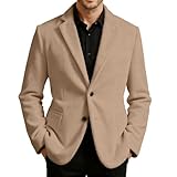Per l'autunno e l'inverno. Giacca Uomo Velluto A Coste Blazer Sport Due Bottoni Asciutto Casual Cappotto sarto Casual Giacca Costume Chic Gilet Da Sera Elegante Giacche Ufficio Autunno Inverno Moda, cachi., L