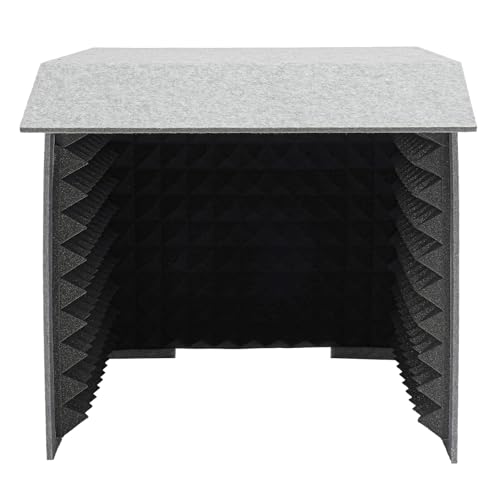 Booth portátil para grabación vocal, cubierta de escritorio insonorizada, escudo absorbe sonido vocal (Gris, Negro) miniatura 2