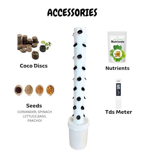 Image of Green warrior 36-Plant Vertical Hydroponic & Aeroponic Tower System With Seeds & Coco Disc - Perfect For Home Farming & Gardening