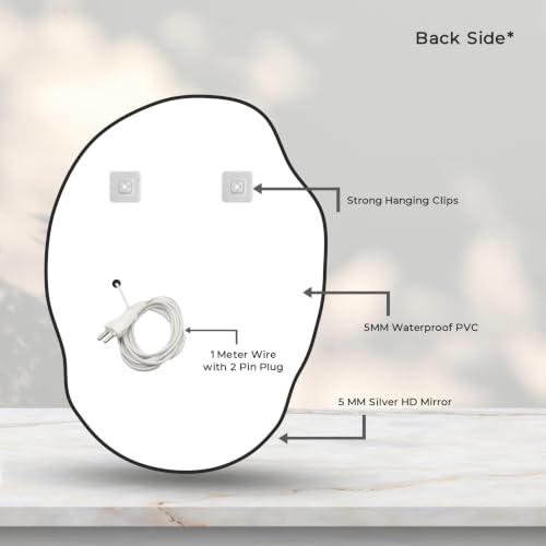 Image of 24x24 Inch Round Glass Wall Mounted LED Mirror with Smart Touch Sensor & 3 Color Lights (Warm, Cool, Natural) for Bathroom, Washbasin & Vanity (Oval)