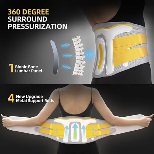 HEZKUGU Back Brace for Lower Back Pain Women/Men, Back Support, Comfortable, Breathable, Skin-friendly, Soft, 3D Knitting, for Scoliosis, Sciatica, Herniated Disc