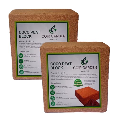 Image of COIR GARDEN - Cocopeat Block 5 KG (Pack of 2) - Expands Upto 150 litres - Soil Manure Potting Mixture for Terrace and Kitchen Gardening