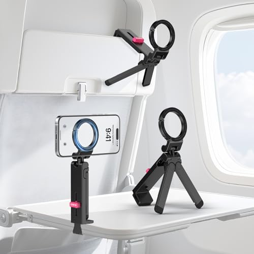 ULANZI MA88 Magnetic Phone Tripod Mount for MagSafe iPhone 17-12 Series Strongest Magnet Handsfree Airplane Phone Holder for Woman Man 360 Rotation Long Flight Travel Essentials for Seat Tray Table