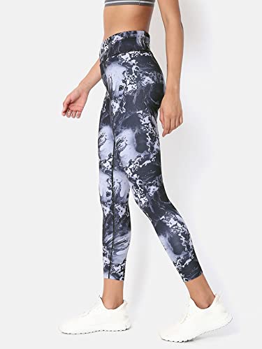 Image of CULT High Waist Running Tights with Side Pocket | Geometric Print | Breathable | Moisture-Wicking | Curved Hem