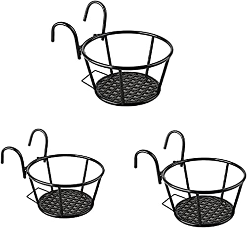 3 Stück Metall Blumentopfhalter Eisen Blumenregal Blumentopf zum Aufhängen mit Haken für Blumentöpfe Hängeländer Pflanzgefäße Blumentopf Halterung für Garten Balkon Zaun Indoor Outdoor Topfhalter Cover