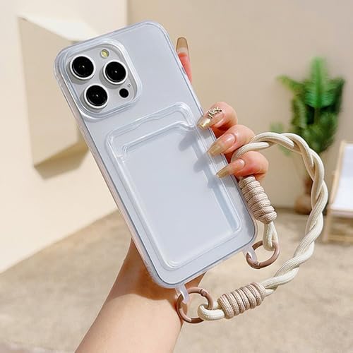 Coque souple transparente antichoc munie d'un cordon réglable et fente carte iPhone