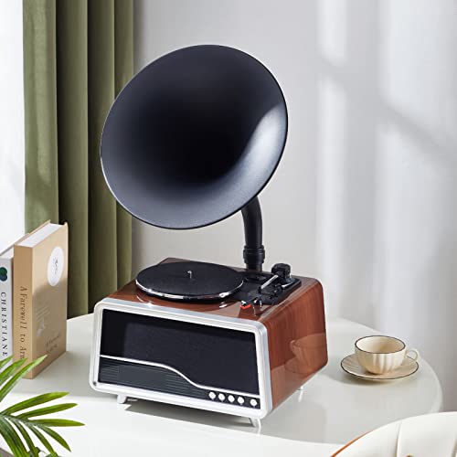 BluetoothRetro Turntable Vintage Gramophone, Gramophone Nostalgique USB avec Fonction Radio FM, Télécommande, Tourne-Disque pour Le Divertissement et la Décoration de la Maison (Bois) - Les Beatles, Paul McCartney, John Lennon, RIngo Starr, George Harrison BluetoothRetro Turntable Vintage Gramophone, Gramophone Nostalgique USB avec Fonction Radio FM, Télécommande, Tourne-Disque pour Le Divertissement et la Décoration de la Maison (Bois) – Image 4
