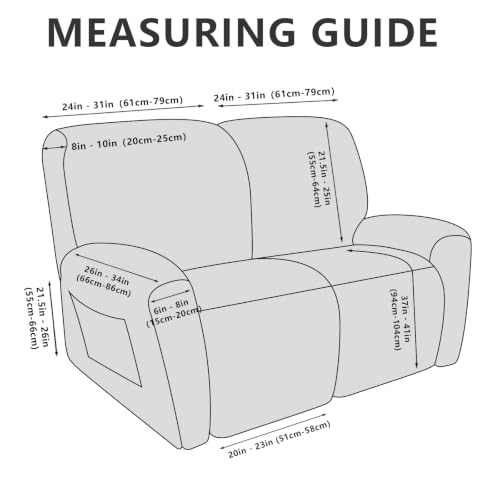 Image of ANARACHON Leather Look Loveseat Recliner Covers Stay in Place 6-Piece Recliner Sofa Slipcover 2 Seater Reclining Couch Cover Furniture Protector Washable (Recliner Loveseat,256Dark Gray)