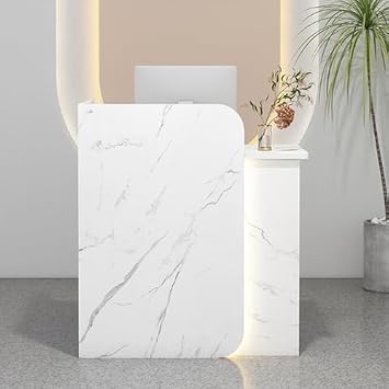Modern Reception Desk with Lockable Drawers & LED Light - Premium ltifunctional Office & Retail Furniture for Cash Registers, Lobbies, Salons & Small Spaces