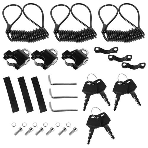 BESTYASH 3juegos Candado para Casco de Motocicleta Antirrobo Bloqueo Multifuncional para Casco de Scooter Soporte Seguro para Manillar de Bicicleta Eléctrica