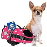 Paws Aboard Dog Life Jacket - Swimming Vest for Dogs, Adjustable, Reflective, Comfortable, Multiple Colors, Patterns, XX-Small to Extra Large Dog Swim Vest with Handle (Pink Polka Dot, XX-Small)