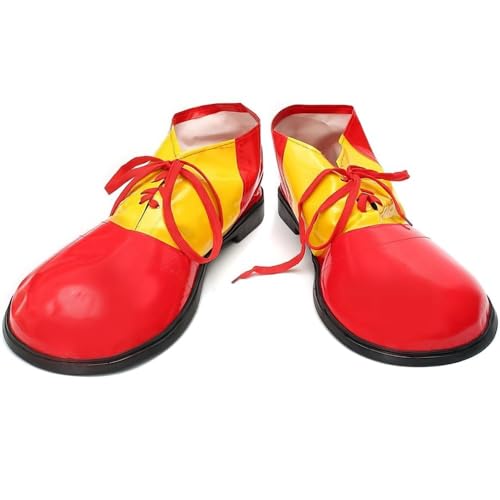 Red and Yellow Glossy Clown Shoes (Adult Size) 2 Pairs - Perfect Birthday and Halloween Costume Outfit