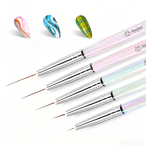 Beetles Nail Art Pens Brushes, 5pcs Nail Art Liner Brushes Set Painting Nail Dotting Drawing Tool...