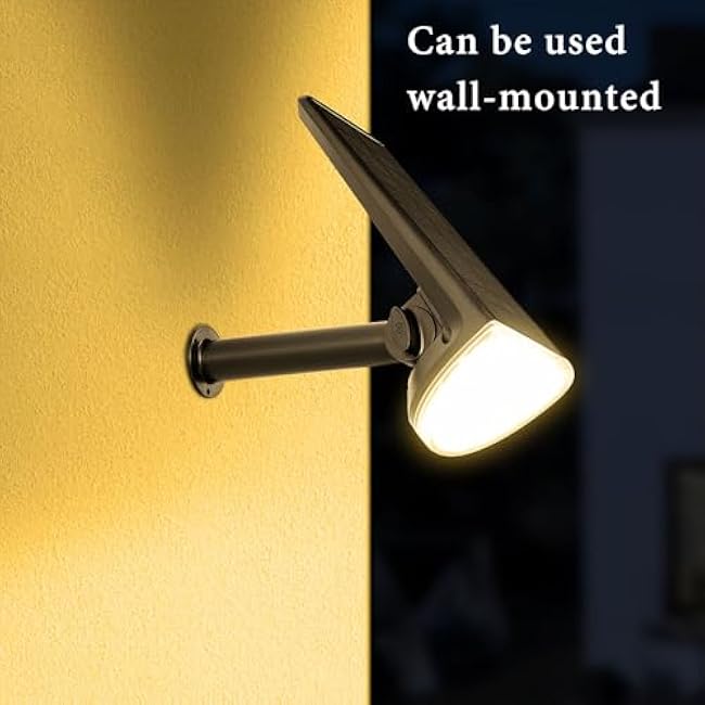 Solar Powered Spotlights, 2 Pack Outdoor - Waterproof IP65, 300LM Landscape Lighting for Walkway, Backyard, Garden Path, Driveway, Fence,23LED Adjustable Kelvin Warm Light 3000K