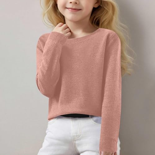Girls Sweaters Kids Crewneck Long Sleeve Solid Knit Pullover Sweater Fall Winter Clothes Casual Loose Soft Tops2
