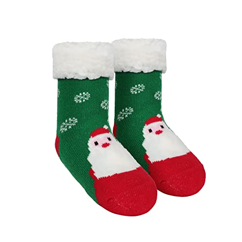 Kids Women Christmas Floor Socks Girls Santa Calf Socks Xmas Party Slipper Socks Cute Fleece Long Socks Non-Slip Family Socks