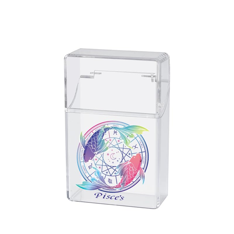 Cigarette Case Box for 85mm King Size 20pcs Transparent Cigarette Display Holder Transparent Portable Case for Men Women (Pisces)