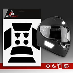 Autodomy Lot de 9 Autocollants Réfléchissants pour Casque de Moto | Bandes adhésives Universelles pour la Sécurité et la Visibilité | Sport Design (Noir Réfléchissant)