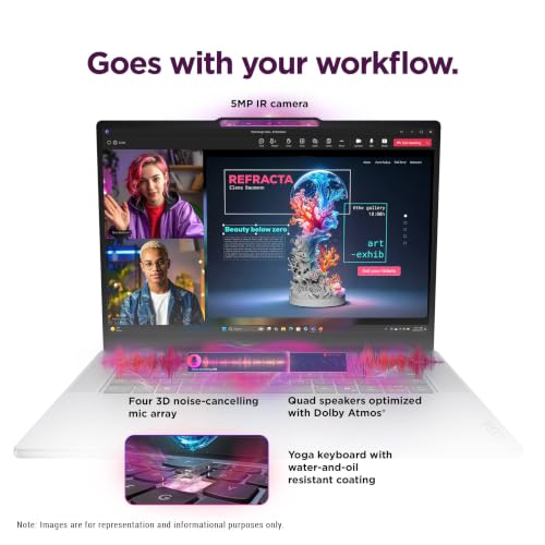 Image of Lenovo Yoga Pro 7i Laptop, Intel Ultra 7-356H, 32 GB LPDDR5X RAM, 2 TB PCIe SSD, 15.3 inch 3K (2560x1600) OLED Touchscreen, Nvidia G-Force RTX 5050, Backlit Keyboard, W11 Pro, Luna Grey + Traix Mousepad