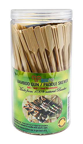 Bamboo Skewers - 7.1 inch   18 cm - Pack of 200 - Paddle Head and Round Edge Body - Eco-Friendly Biodegradable - Smooth Finishing - BBQ, Grilling, Appetizers, Food Decor etc - Bulk Value Pack