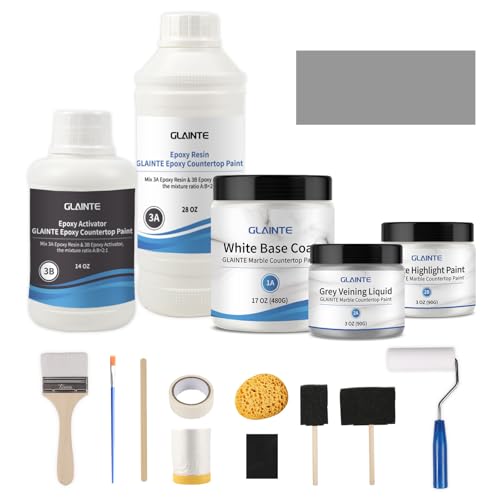 Product Image of the GLAINTE Marble Countertop Paint Kit & Refinishing Kit for Kitchen Bathroom, Gray