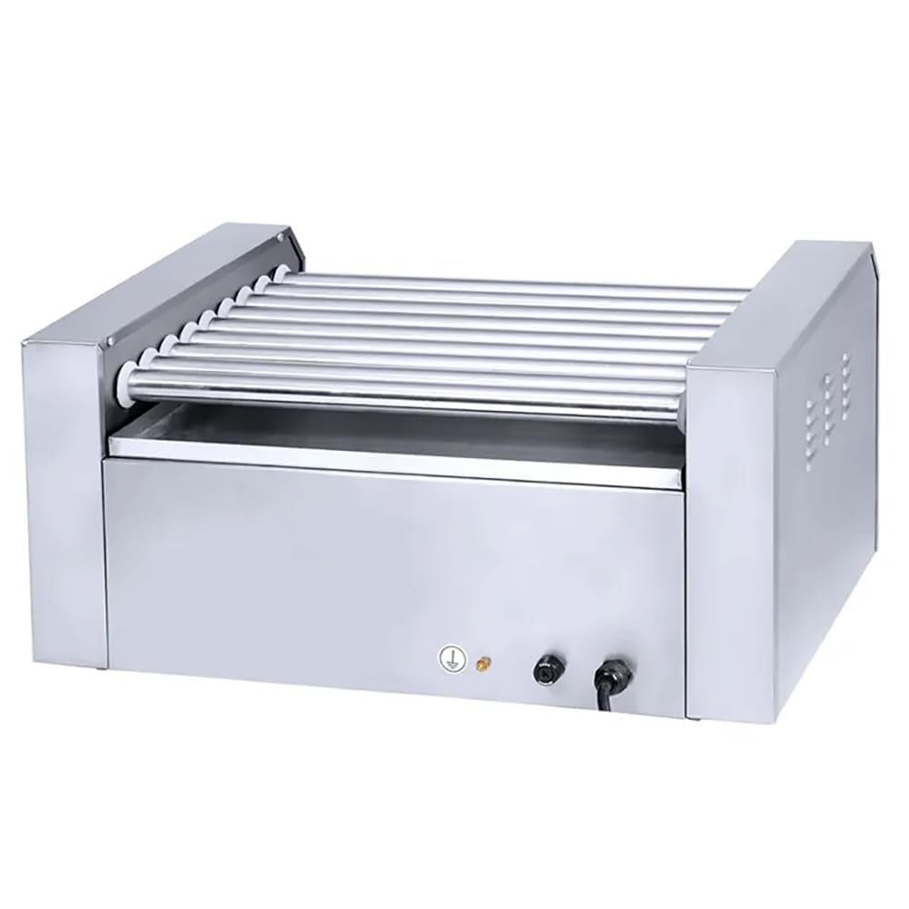 Hot Dog Roller Maker con 9 rodillos y cajón de calentamiento de pan, perfecto para fiestas, cabinas y camiones de comida