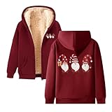 huifuao felpa con cappuccio natalizia da donna con babbo natale da donna, brutto maglione natalizio con gnomi taglie forti, maglione natalizio carino da donna, rosso #2., m