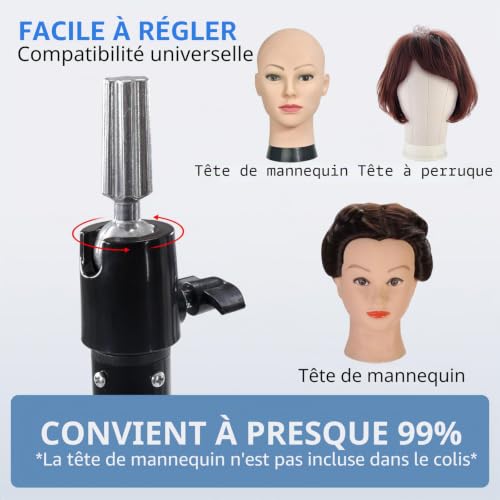 Anstar Trepied Perruque Support 31,5" -55,1" Réglable Trepied de Coiffure – vue 5