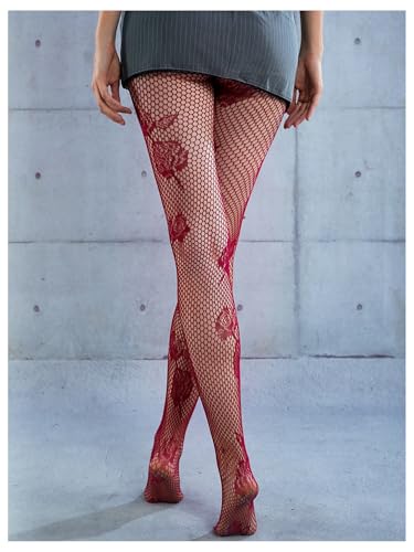 Verdusa Women's Patterned Fishnet Tights Y2k Sheer Floral Stockings Pantyhose4