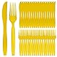 100 Stück Wiederverwendbaren PlastikBesteck Set,Reusable durchscheinendes Besteck,Party Besteck für Familienfeiern,Outdoor Dinner (Messer/Gabel je 50 Stück) (Gelb)