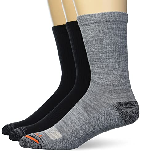 Merrell Unisex-Adult's Mid Weight Hybrid Hiker Socks-3 Pair Pack, Black/Gray, S/M (Men's 5-8.5 / Women's 5-9.5)