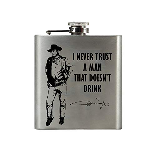 John Wayne 5 oz Steel Flask - Never Trust a Man