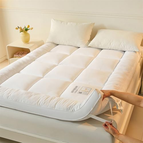 Colchón de Suelo Plegable Tipo futón, Enrollable, Estilo Tatami japonés Grueso, Antideslizante y Transpirable, Ideal para Dormitorio, Color Blanco, 90 x 200 cm (120 x 200 cm)