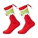 TRURENDI Family Matching Christmas Socks Funny Xmas Magnetic Mid-Tube Socks Christmas Novelty Socks for Parent-child (Red Style 3, One Size)