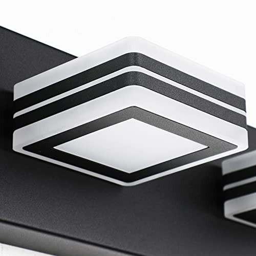 Image of SOLFART LED Bathroom Vanity Light Fixtures: 3 Light Matte Black Modern Acrylic Bathroom Wall Lighting Fixtures Over Mirror Cool White 6000K