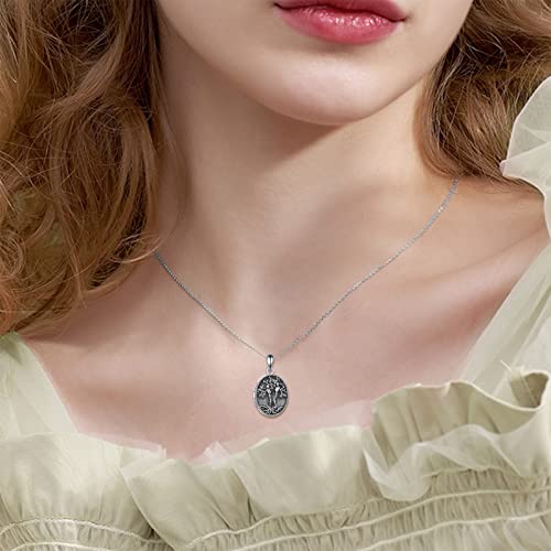 ONEFINITY Skull Locket Necklace Sterling Silver Skeleton Tree of Life Locket Necklace That Holds Pictures Couple Skull Locket Pendant Halloween Jewelry Gifts for Women Wife Mom - Image 3