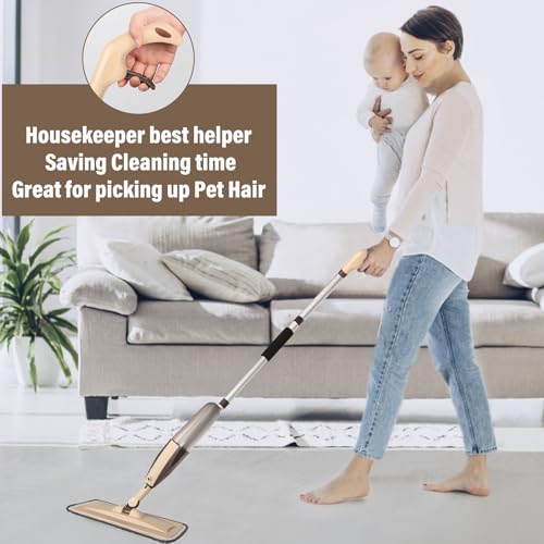 Image of Wet Spray Mop for Floor Cleaning with 14 oz Bottle & 3 Microfiber Pads | Refillable bottle, washable pads, dry /wet use for home or commercial cleaning on hardwood, laminate, wood & ceramic floors