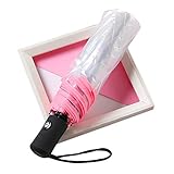 Lazeny Automatischer Regenschirm Transparent Taschenschirm mit 8 Edelstahl-Rippen Kompakter Schirm Regen- und Windresistent Regenschirm Transportabel Outdoor Regenschirm für Handtasche oder Reise