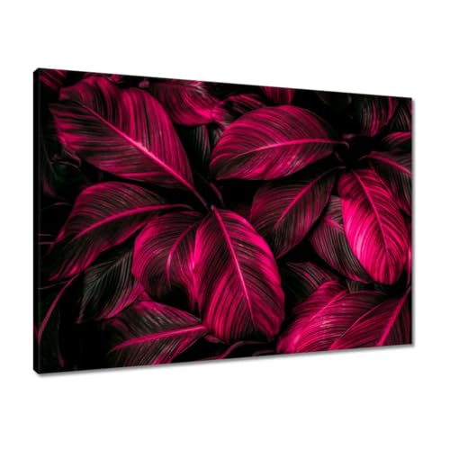 Peinture imprimée sur toile 70x50 cm feuilles roses pour décoration murale moderne H10611M