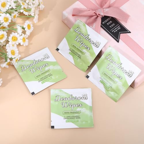 Image of 100Pcs Travel Deodorant Wipes, Travel Size Mini Deodorant Wipes Bulk for Homeless, Individually Wrapped Body Cleaning Supplies for Women Wet Armpit for Body Cleaning Cucumber