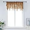 Pearage ruffled voile semi sheer curtain valance kitchen living room shabby chic ruffle valance curtains girls daughters bedroom cascade window valance rust brown 50×16 inches  urban country home decor
