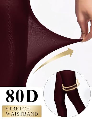 Image of Buauty 80D Black Tights for Women,Opaque Tights Soft, High Waist Soft Nylon Pantyhose