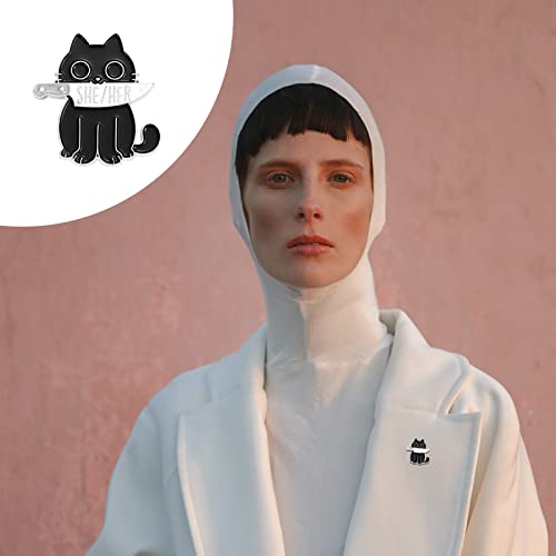 Lgbtq Pronouns Cute Cat Pin - Gender Identity Bulk Pins For Pride Parade Or Daily Wear - She/Her (Free 1Pc Pride Sticker Included) #TOP4