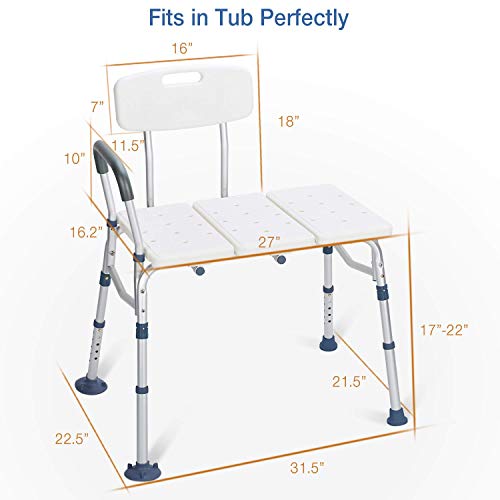 GreenChief Bariatric Tub Transfer Bench 400 Lb - Heavy Duty Bath & Shower Assist - Adjustable Handicap Shower Chair - Medical Bathroom Accessibility Aid for Elderly, Disabled, Seniors