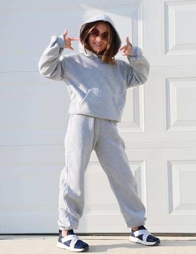 Image of Arshinet Girls 2 Piece Outfits Oversized Sweatshirt and Sweatpant Sweatsuit | Pullover Hoodie Crewneck Baggy Jogger Pants with Pockets Fall Winter Tracksuits Clothes