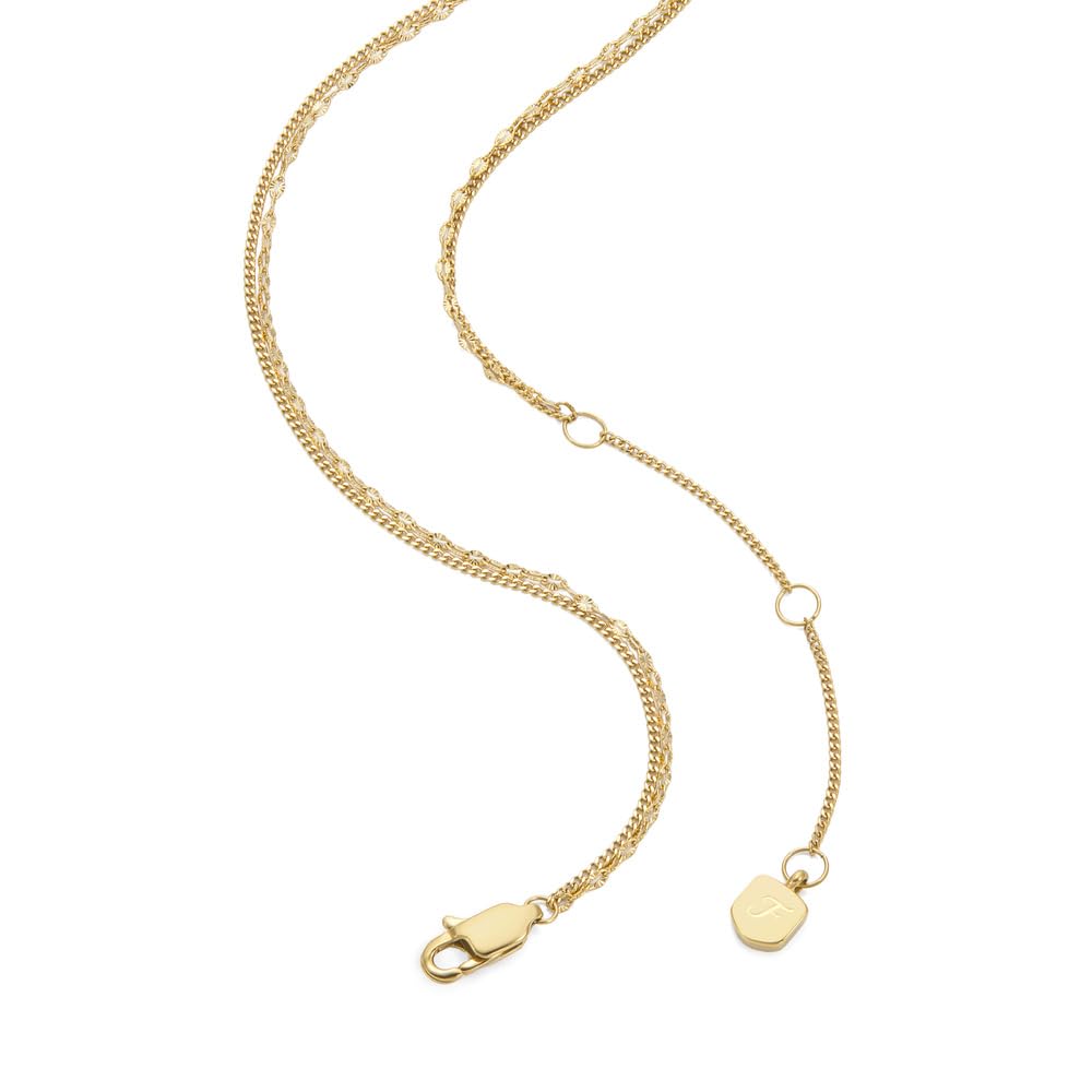 Fossil Collana da donna in acciaio inossidabile con chiusura a moschettone, tono oro, con ciondolo rotondo