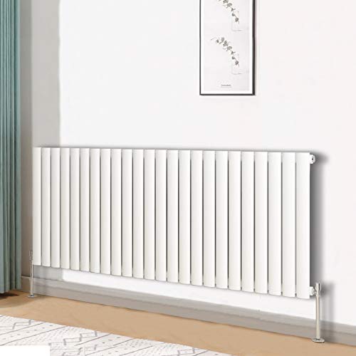 Blümme White Oval Radiator Horizontal Designer Single Panel Radiators Bathroom Central Heating 600X1416mm