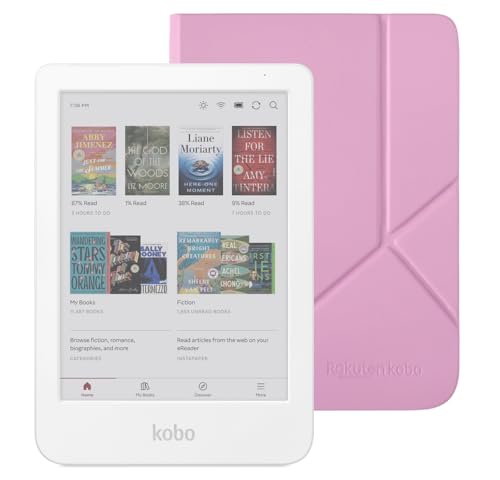 Kobo Clara Colour eReader (White) with Case Bundle (Candy Pink SleepCover, Case Bundle)