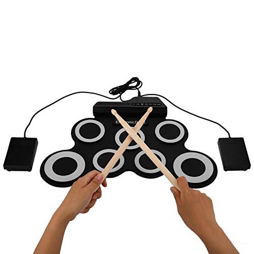 Elektronisches Schlagzeug, tragbares Aufroll-Übungs-Schlagzeug-Pad mit Kopfhöreranschluss USB-Kabel-Pedal-Stick für Anfänger und Kinder/Weihnachtsgeschenk/Unterhaltung - Image 3